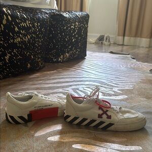 Off-White White and Red Sneakers Contemporary Design